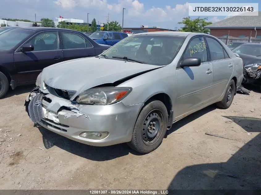 2003 Toyota Camry Le/Xle VIN: JTDBE32K130226143 Lot: 12081307