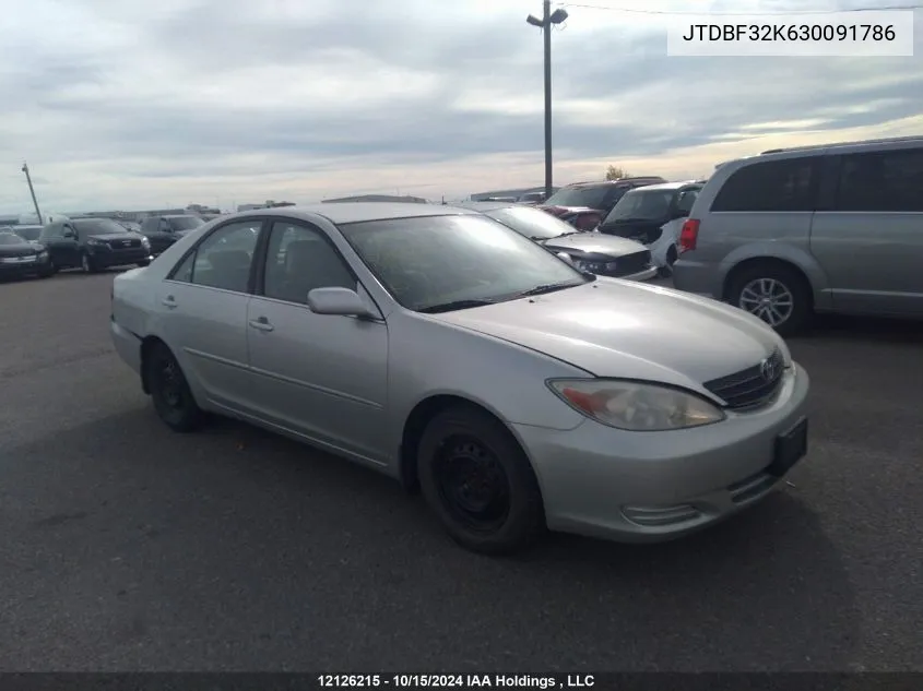 2003 Toyota Camry Le/Xle VIN: JTDBF32K630091786 Lot: 12126215