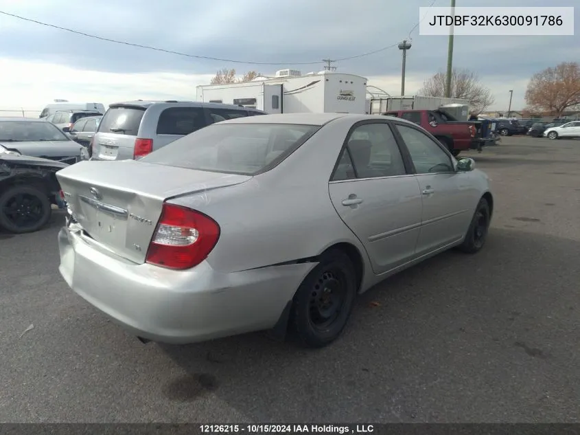 2003 Toyota Camry Le/Xle VIN: JTDBF32K630091786 Lot: 12126215