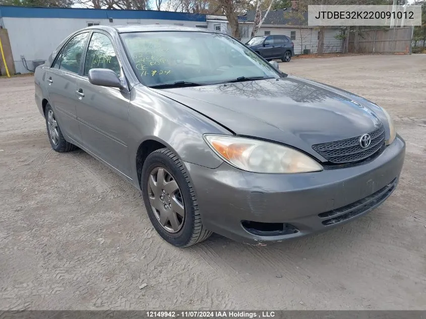 2003 Toyota Camry VIN: JTDBE32K220091012 Lot: 12149942