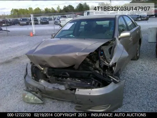 2003 Toyota Camry Le/Xle/Se VIN: 4T1BE32K03U147907 Lot: 12722780