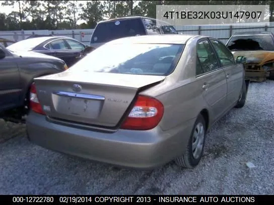 2003 Toyota Camry Le/Xle/Se VIN: 4T1BE32K03U147907 Lot: 12722780