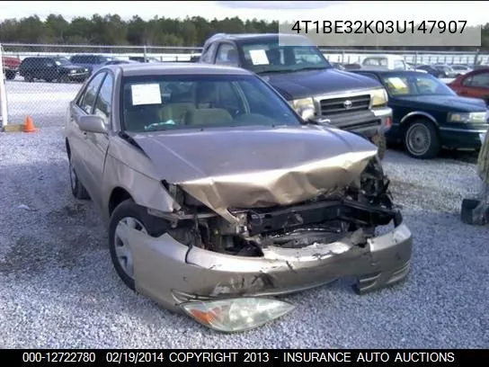 2003 Toyota Camry Le/Xle/Se VIN: 4T1BE32K03U147907 Lot: 12722780