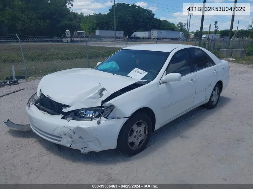 2003 Toyota Camry Le V6 VIN: 4T1BF32K53U047329 Lot: 39306463