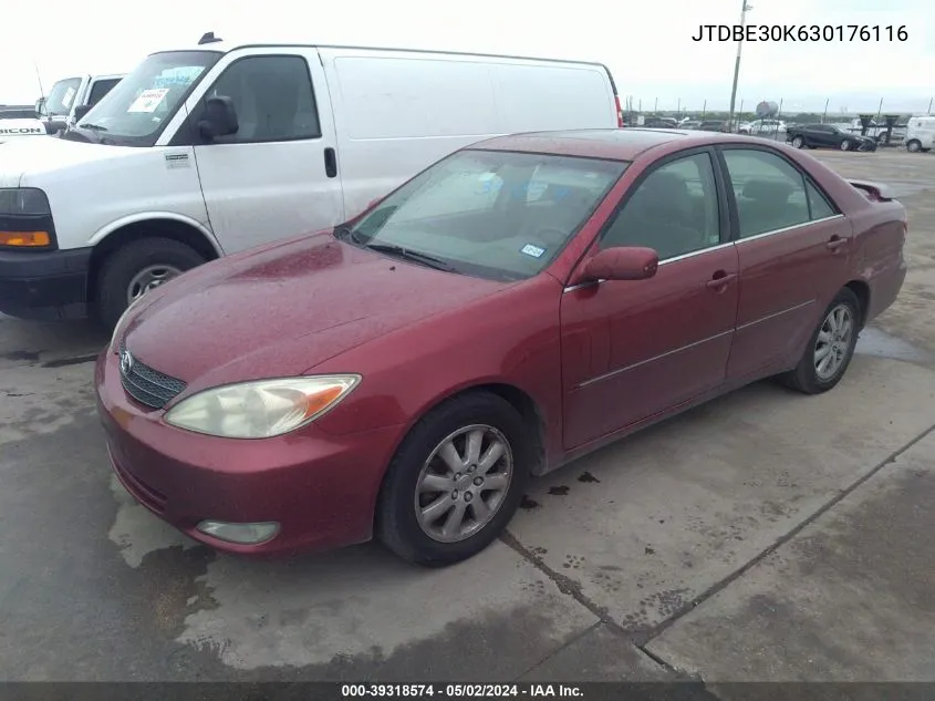 2003 Toyota Camry Xle VIN: JTDBE30K630176116 Lot: 39318574