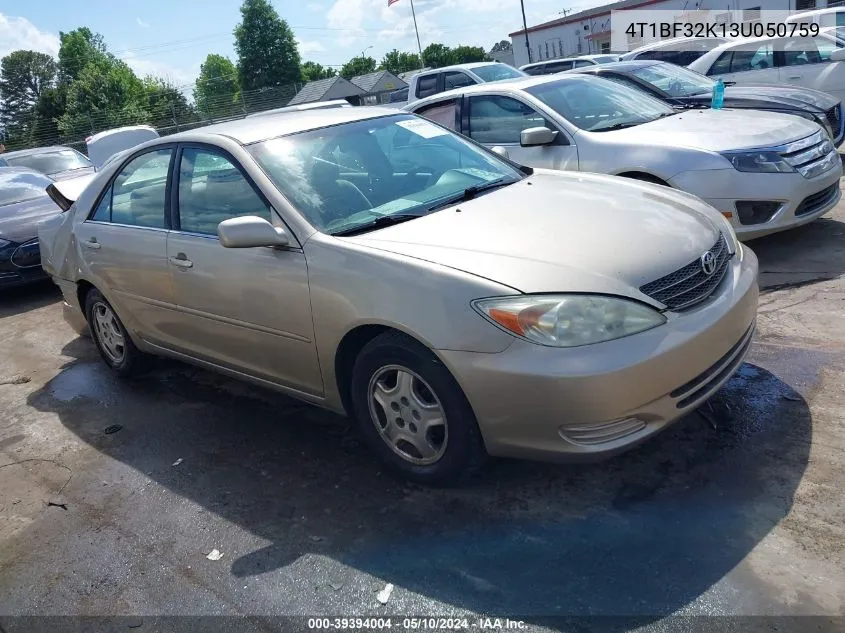 2003 Toyota Camry Le V6 VIN: 4T1BF32K13U050759 Lot: 39394004