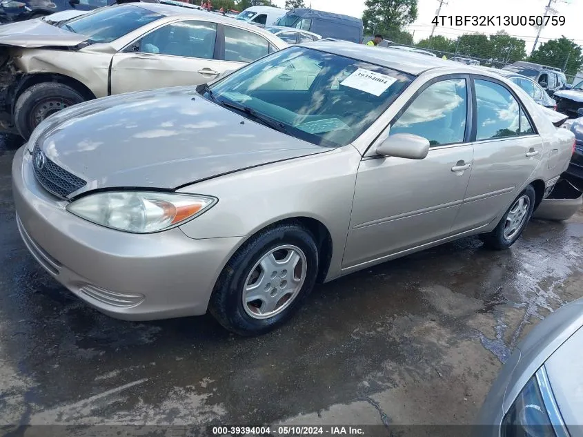 2003 Toyota Camry Le V6 VIN: 4T1BF32K13U050759 Lot: 39394004