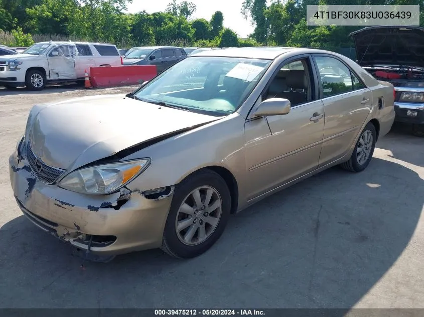 2003 Toyota Camry Xle V6 VIN: 4T1BF30K83U036439 Lot: 39475212