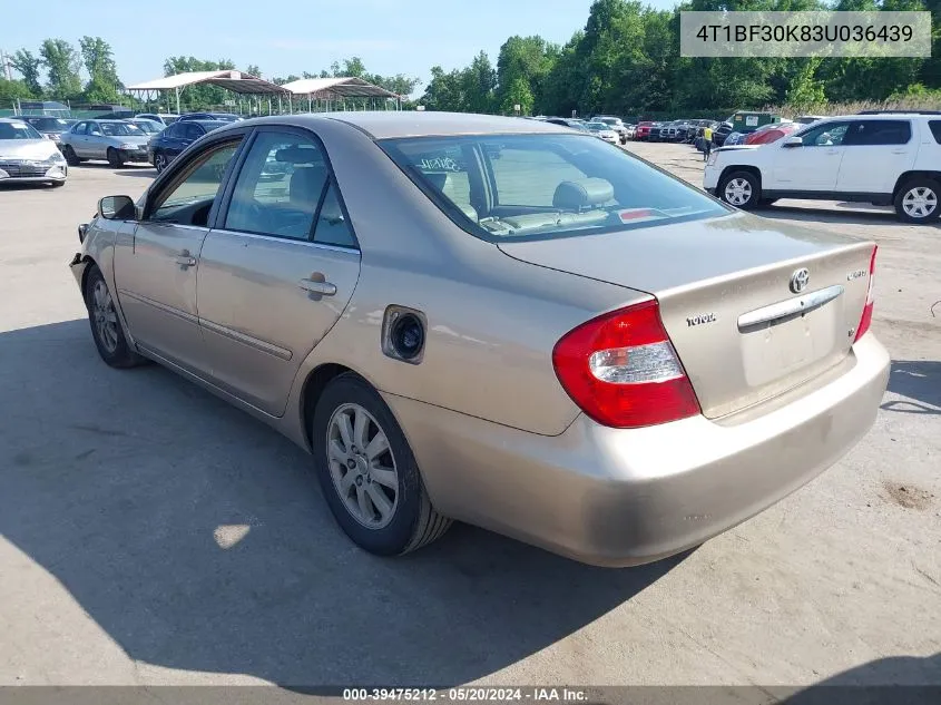 2003 Toyota Camry Xle V6 VIN: 4T1BF30K83U036439 Lot: 39475212