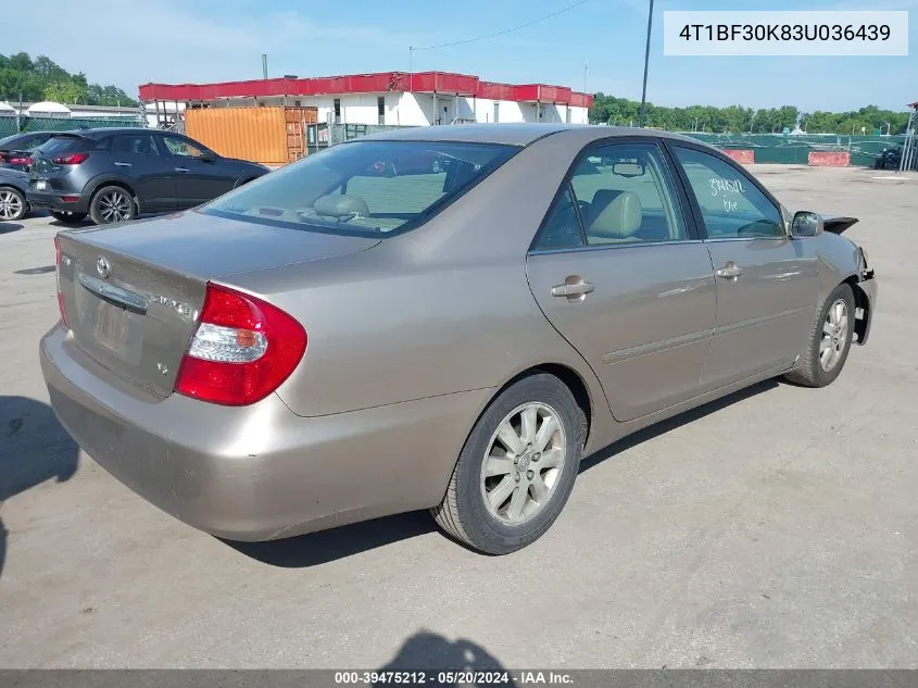 2003 Toyota Camry Xle V6 VIN: 4T1BF30K83U036439 Lot: 39475212