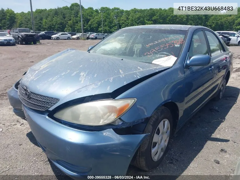 2003 Toyota Camry Le VIN: 4T1BE32K43U668483 Lot: 39555328