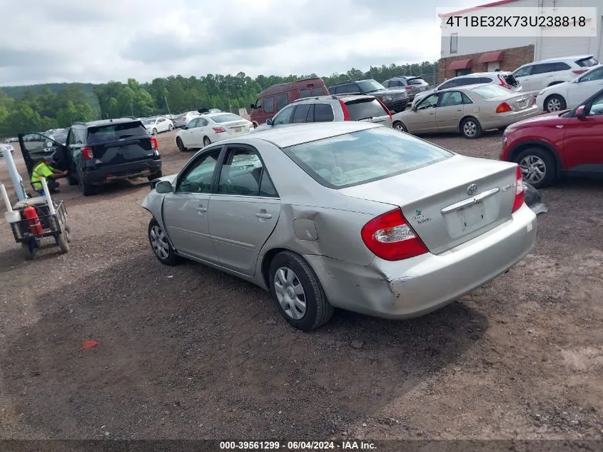 2003 Toyota Camry Le VIN: 4T1BE32K73U238818 Lot: 39561299