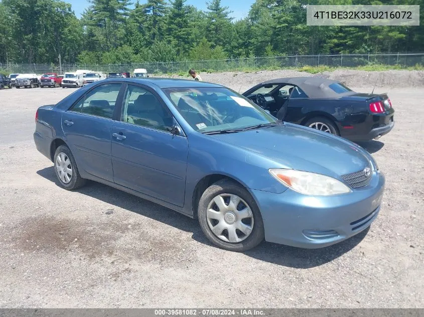 2003 Toyota Camry Le VIN: 4T1BE32K33U216072 Lot: 39581082