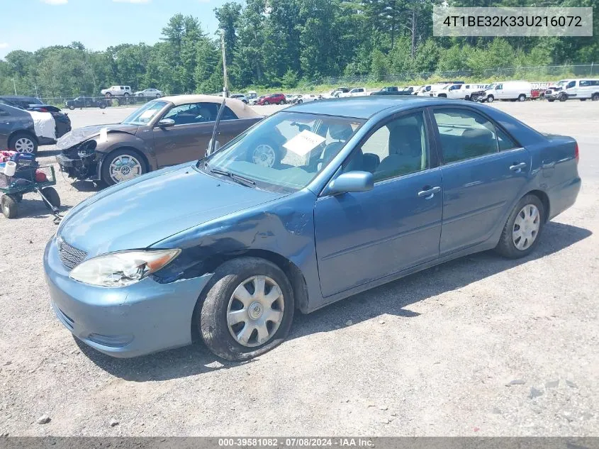 2003 Toyota Camry Le VIN: 4T1BE32K33U216072 Lot: 39581082