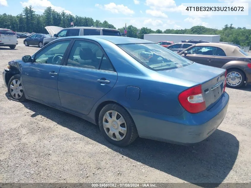 2003 Toyota Camry Le VIN: 4T1BE32K33U216072 Lot: 39581082