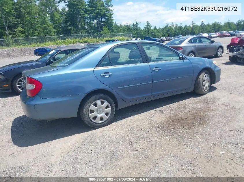 2003 Toyota Camry Le VIN: 4T1BE32K33U216072 Lot: 39581082