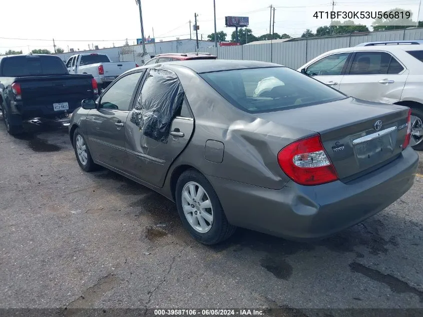 2003 Toyota Camry Xle V6 VIN: 4T1BF30K53U566819 Lot: 39587106