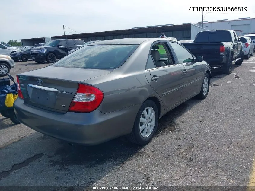 2003 Toyota Camry Xle V6 VIN: 4T1BF30K53U566819 Lot: 39587106