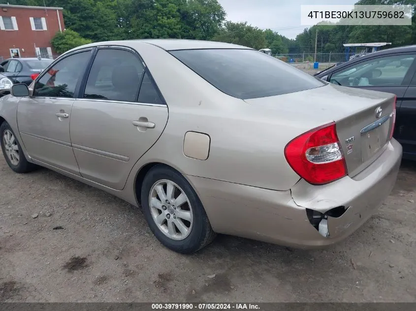 2003 Toyota Camry Xle VIN: 4T1BE30K13U759682 Lot: 39791990