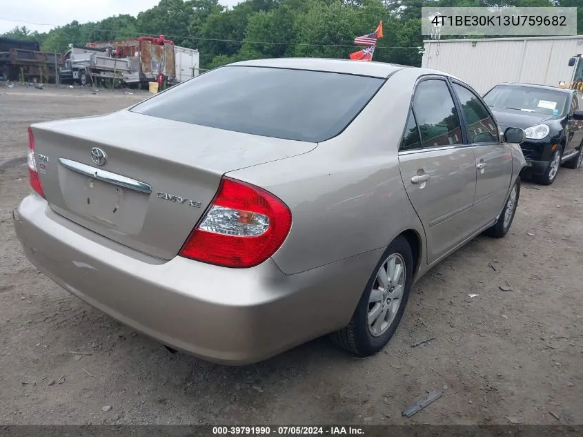 2003 Toyota Camry Xle VIN: 4T1BE30K13U759682 Lot: 39791990