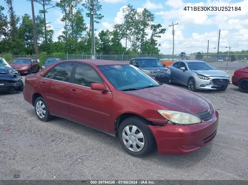 2003 Toyota Camry Le VIN: 4T1BE30K33U252184 Lot: 39794330