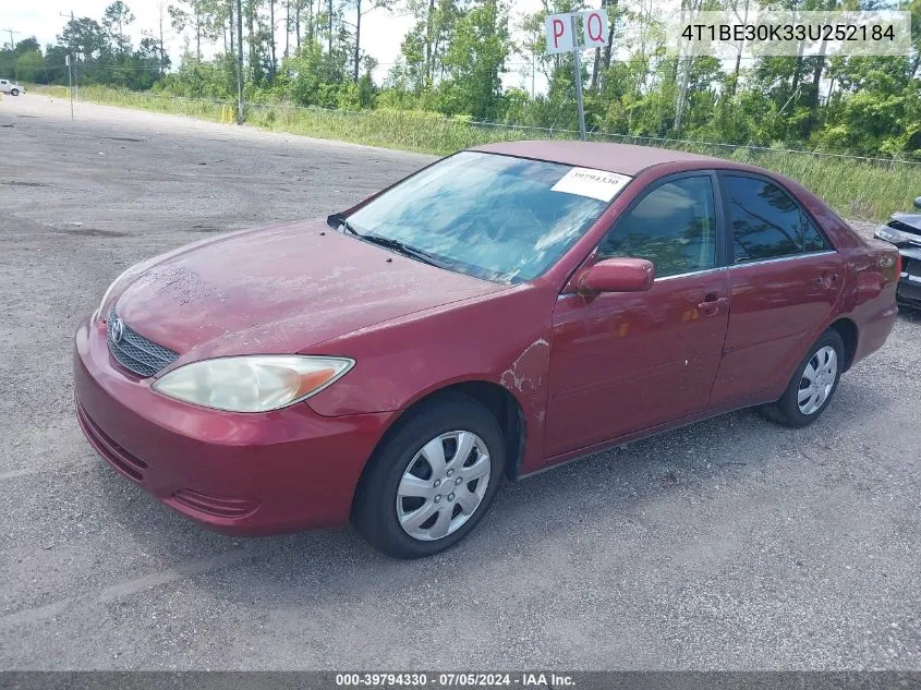 2003 Toyota Camry Le VIN: 4T1BE30K33U252184 Lot: 39794330