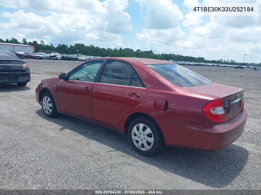 2003 Toyota Camry Le VIN: 4T1BE30K33U252184 Lot: 39794330