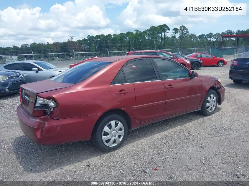 2003 Toyota Camry Le VIN: 4T1BE30K33U252184 Lot: 39794330