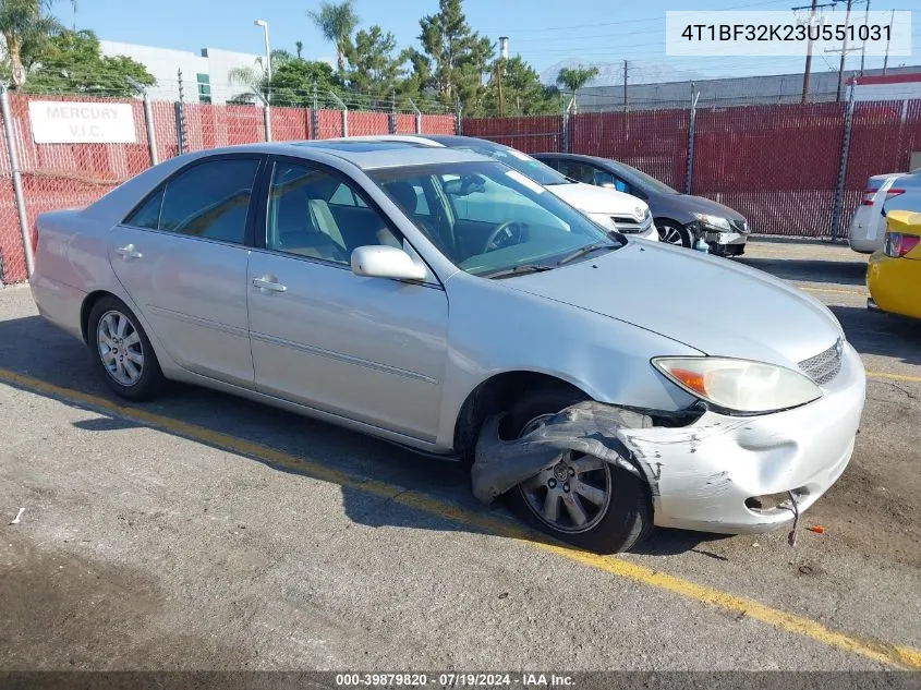 2003 Toyota Camry Xle V6 VIN: 4T1BF32K23U551031 Lot: 39879820