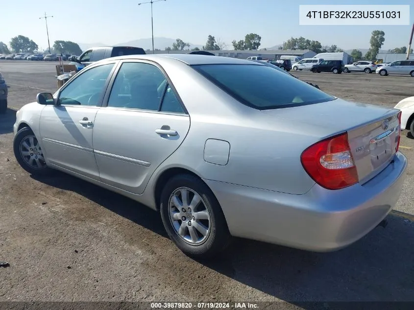 2003 Toyota Camry Xle V6 VIN: 4T1BF32K23U551031 Lot: 39879820