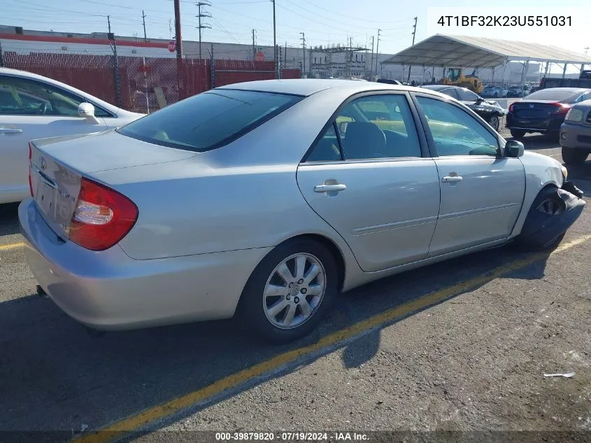 2003 Toyota Camry Xle V6 VIN: 4T1BF32K23U551031 Lot: 39879820