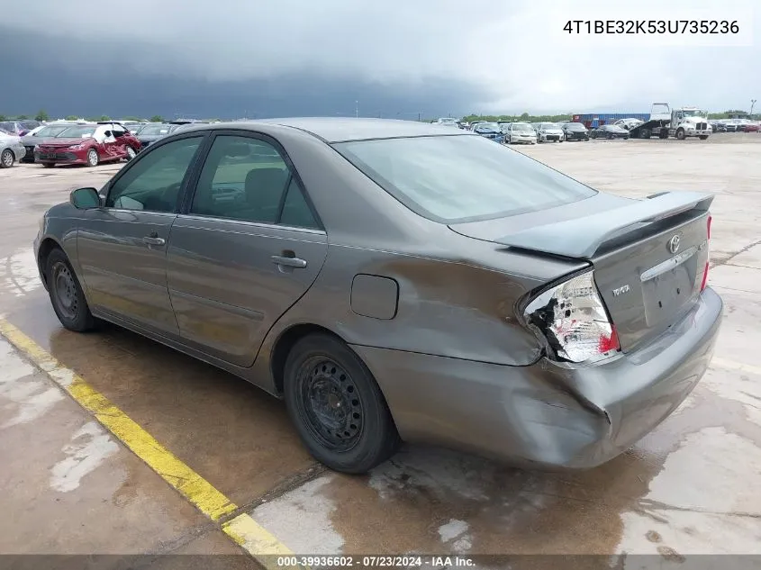 2003 Toyota Camry Le VIN: 4T1BE32K53U735236 Lot: 39936602