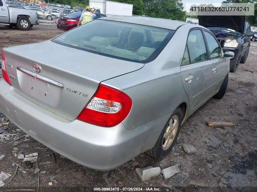 2003 Toyota Camry Le VIN: 4T1BE32K63U774241 Lot: 39963475