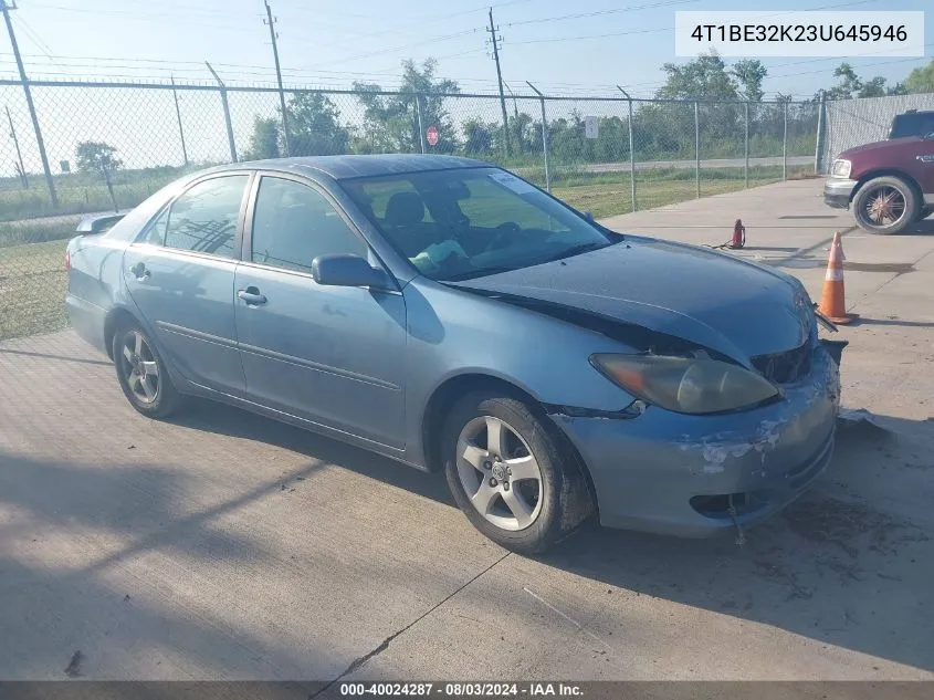 2003 Toyota Camry Se VIN: 4T1BE32K23U645946 Lot: 40024287