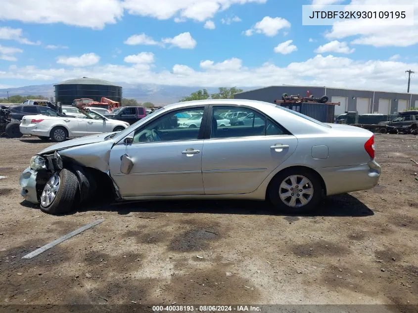 2003 Toyota Camry Le V6/Se V6/Xle V6 VIN: JTDBF32K930109195 Lot: 40038193