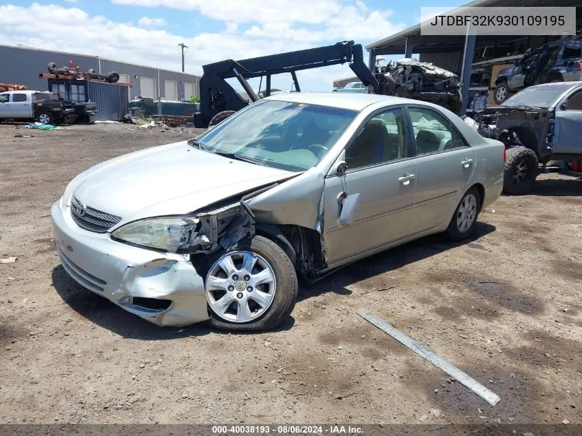 2003 Toyota Camry Le V6/Se V6/Xle V6 VIN: JTDBF32K930109195 Lot: 40038193