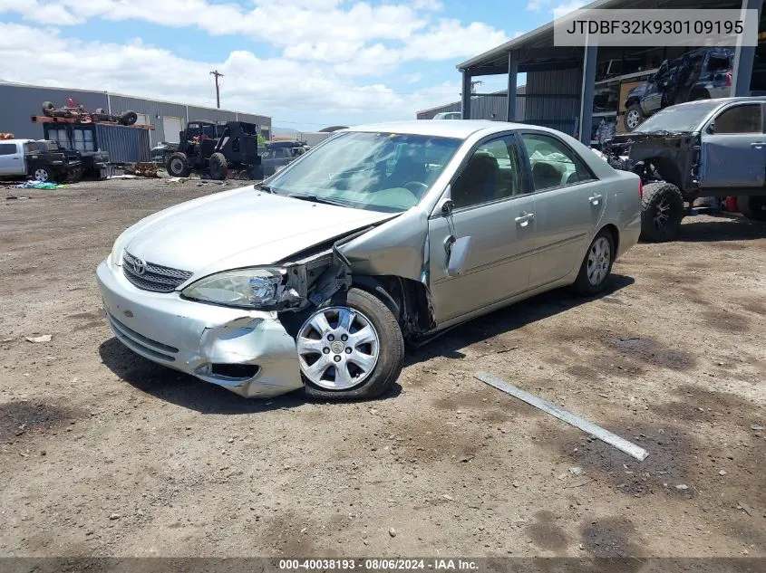 2003 Toyota Camry Le V6/Se V6/Xle V6 VIN: JTDBF32K930109195 Lot: 40038193