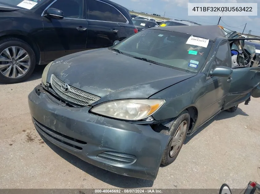 4T1BF32K03U563422 2003 Toyota Camry Le V6