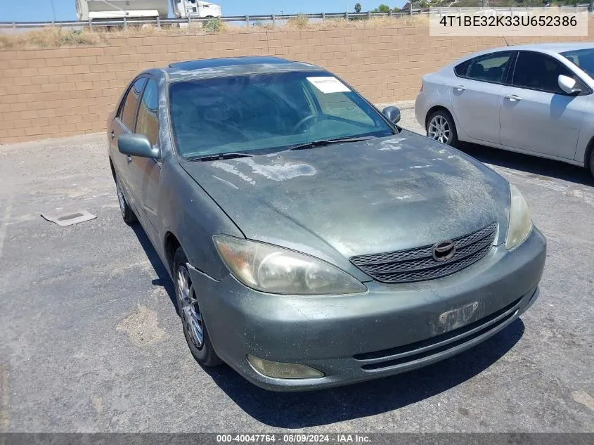 2003 Toyota Camry Se VIN: 4T1BE32K33U652386 Lot: 40047764