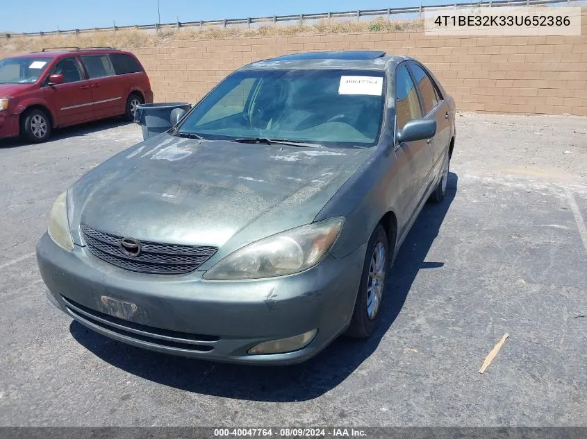 2003 Toyota Camry Se VIN: 4T1BE32K33U652386 Lot: 40047764