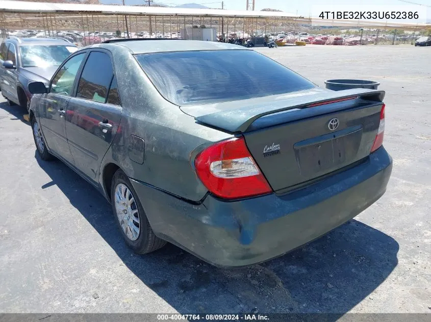 2003 Toyota Camry Se VIN: 4T1BE32K33U652386 Lot: 40047764