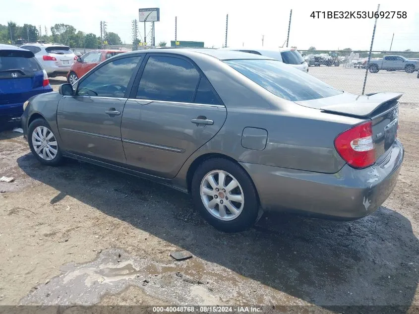 2003 Toyota Camry Xle VIN: 4T1BE32K53U692758 Lot: 40048768