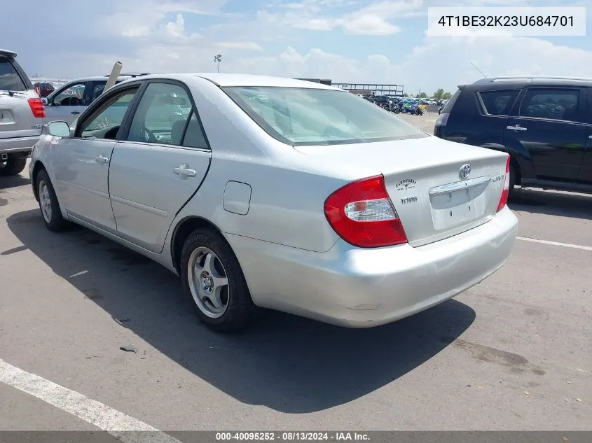 2003 Toyota Camry Le VIN: 4T1BE32K23U684701 Lot: 40095252