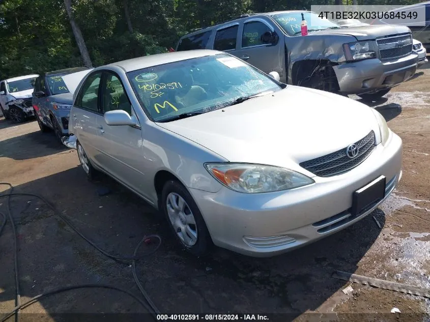 2003 Toyota Camry Le/Xle/Se VIN: 4T1BE32K03U684549 Lot: 40102591