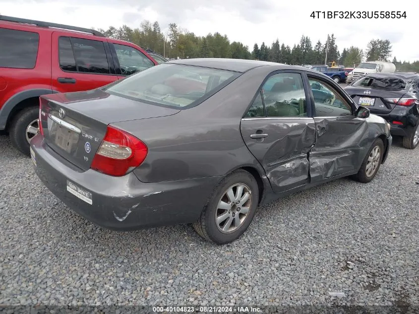 2003 Toyota Camry Xle V6 VIN: 4T1BF32K33U558554 Lot: 40104823