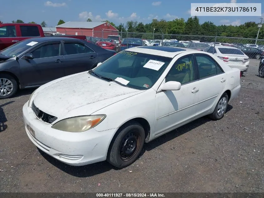 2003 Toyota Camry Le VIN: 4T1BE32K73U178619 Lot: 40111927