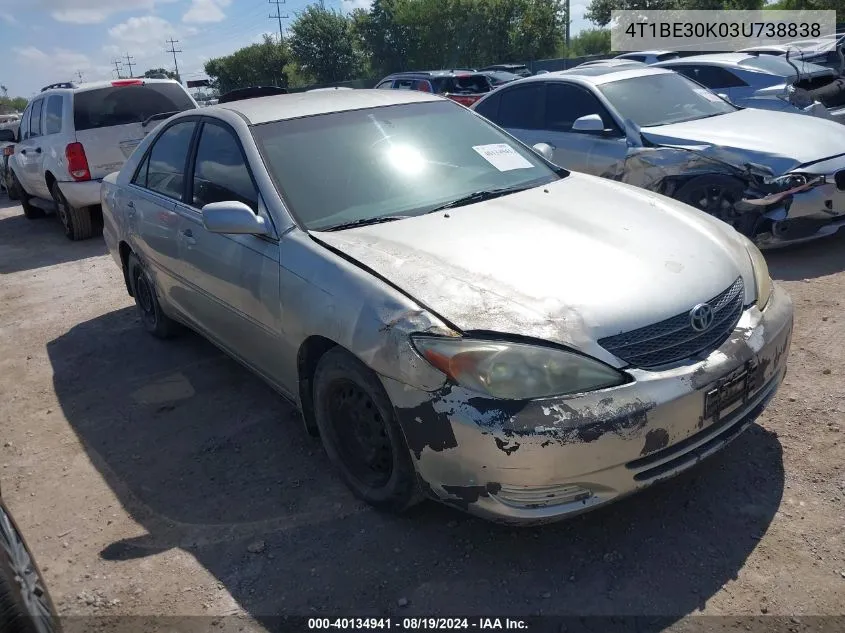 2003 Toyota Camry Le VIN: 4T1BE30K03U738838 Lot: 40134941