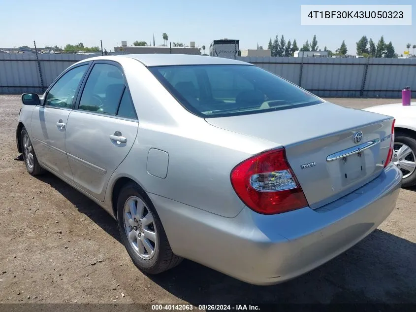 2003 Toyota Camry Xle V6 VIN: 4T1BF30K43U050323 Lot: 40142063