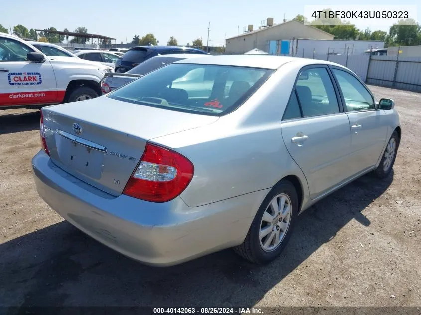 2003 Toyota Camry Xle V6 VIN: 4T1BF30K43U050323 Lot: 40142063