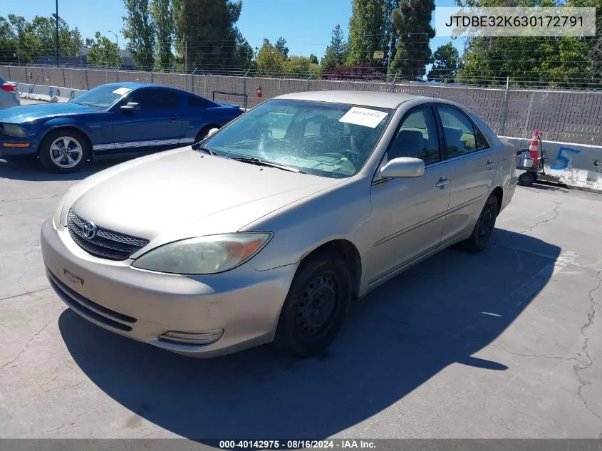 2003 Toyota Camry Le VIN: JTDBE32K630172791 Lot: 40142975